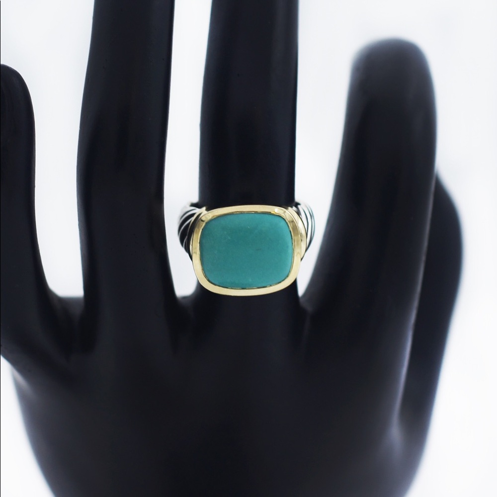 David Yurman 925Silver 14K Turquoise Noblesse Ring - Picture 3 of 6